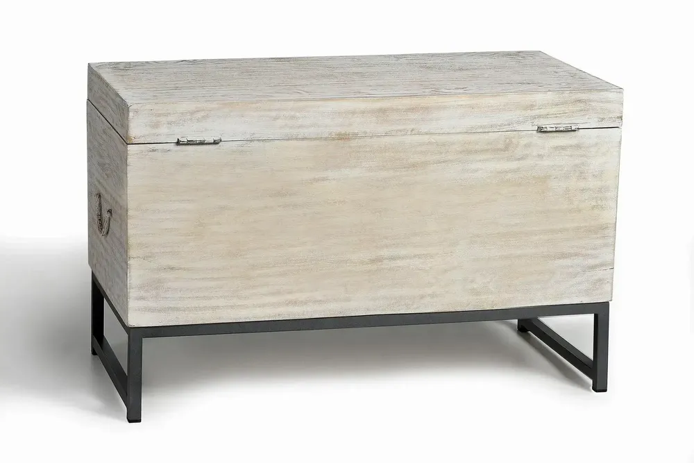 Boîtes de rangement - Coffre en manguier et pieds en métal blanc vieilli - GINER Y COLOMER