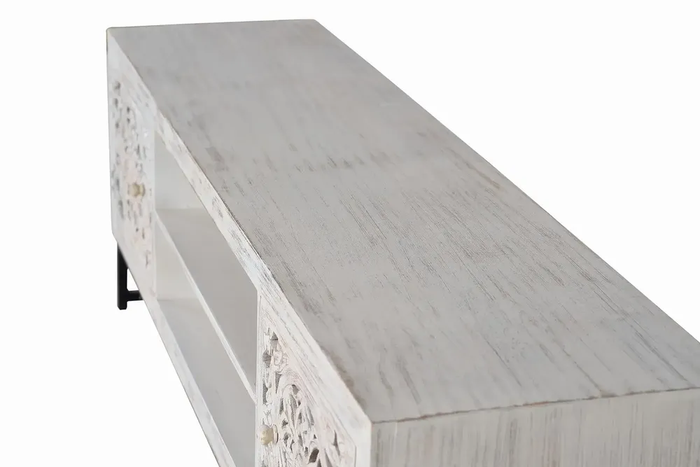 TV stands - TV cabinet in carved mango wood and metal - GINER Y COLOMER