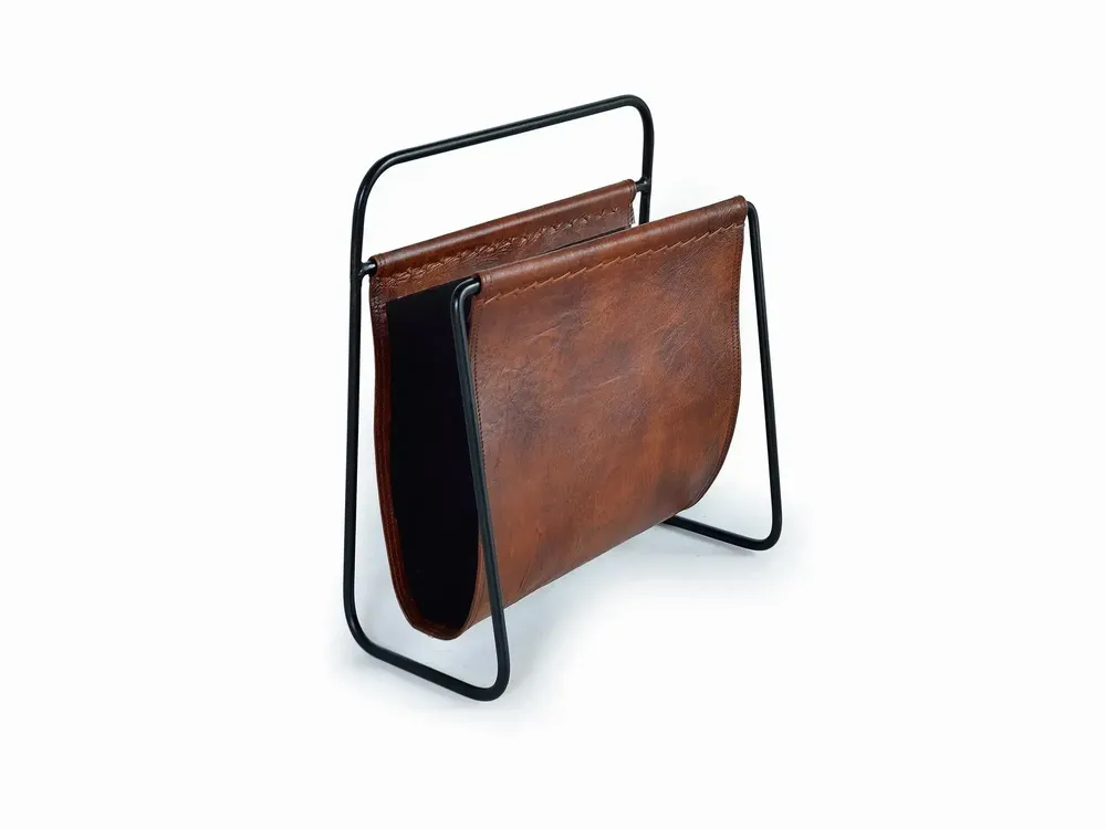 Caskets and boxes - Leather and metal magazine rack - GINER Y COLOMER