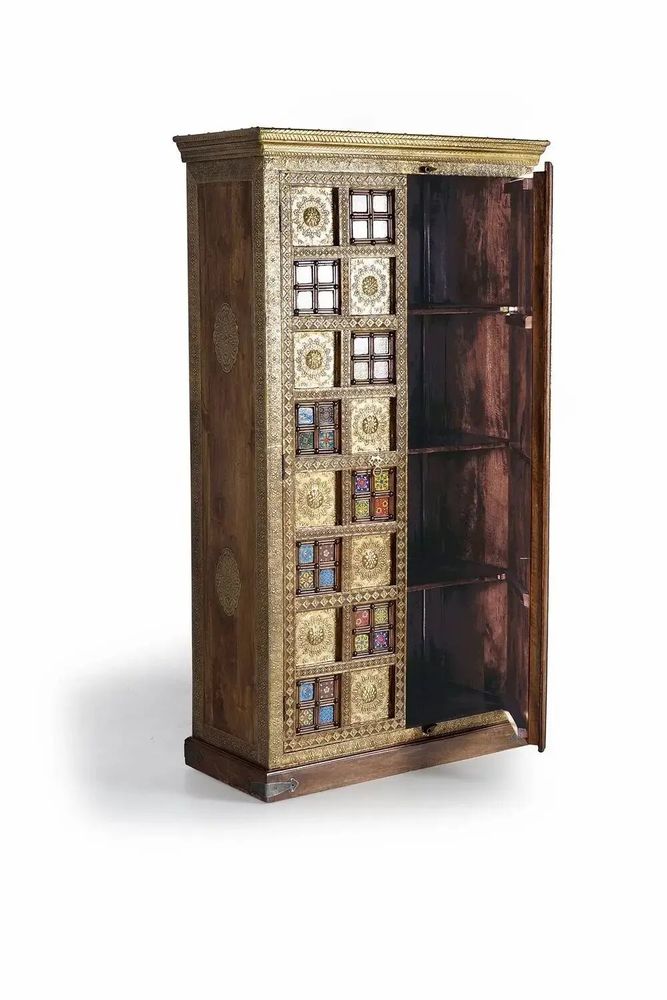 Armoires - Armoire en bois de manguier, laiton e maiolique - GINER Y COLOMER