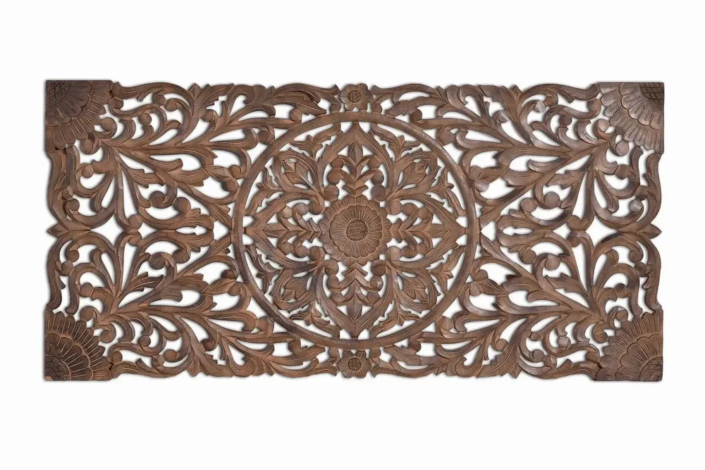 Lits - Tête de lit sculpté à la main marron antique - GINER Y COLOMER