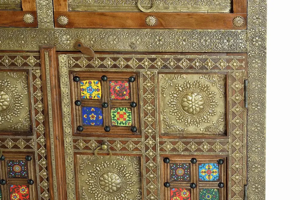 Chests of drawers - Acacia wood, ceramic and bronze chest of drawers - GINER Y COLOMER