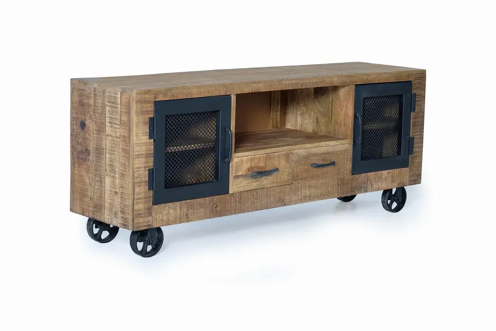 TV stands - TV cabinet in mango wood and natural metal - GINER Y COLOMER