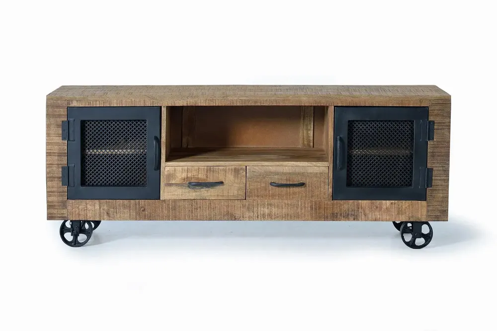 TV stands - TV cabinet in mango wood and natural metal - GINER Y COLOMER