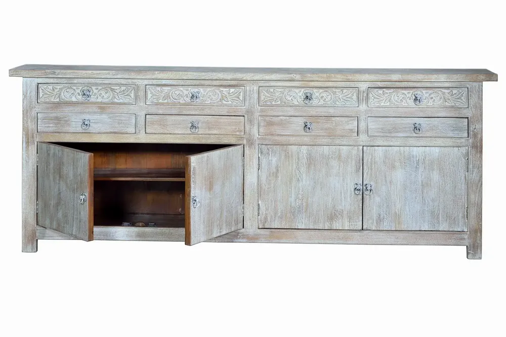Sideboards - Sideboard in aged white mango wood - GINER Y COLOMER