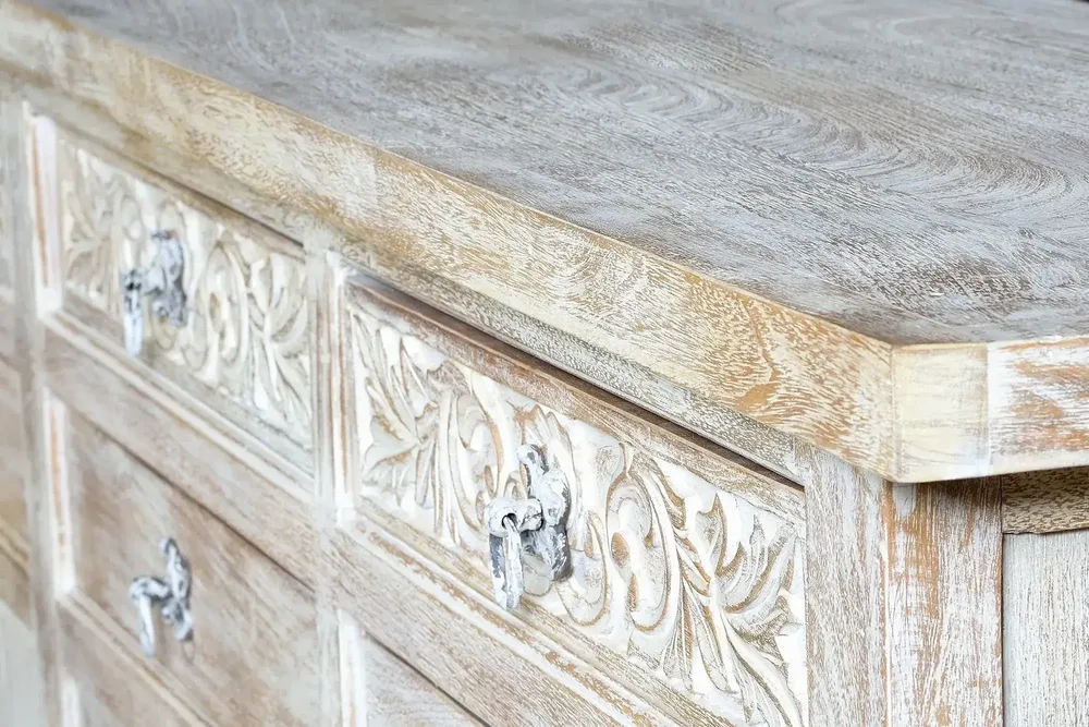 Sideboards - Sideboard in aged white mango wood - GINER Y COLOMER