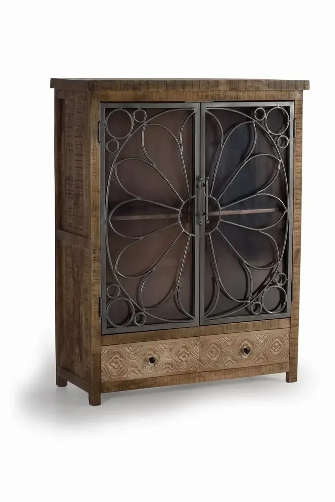 Sideboards - Aged brown mango wood display case - GINER Y COLOMER