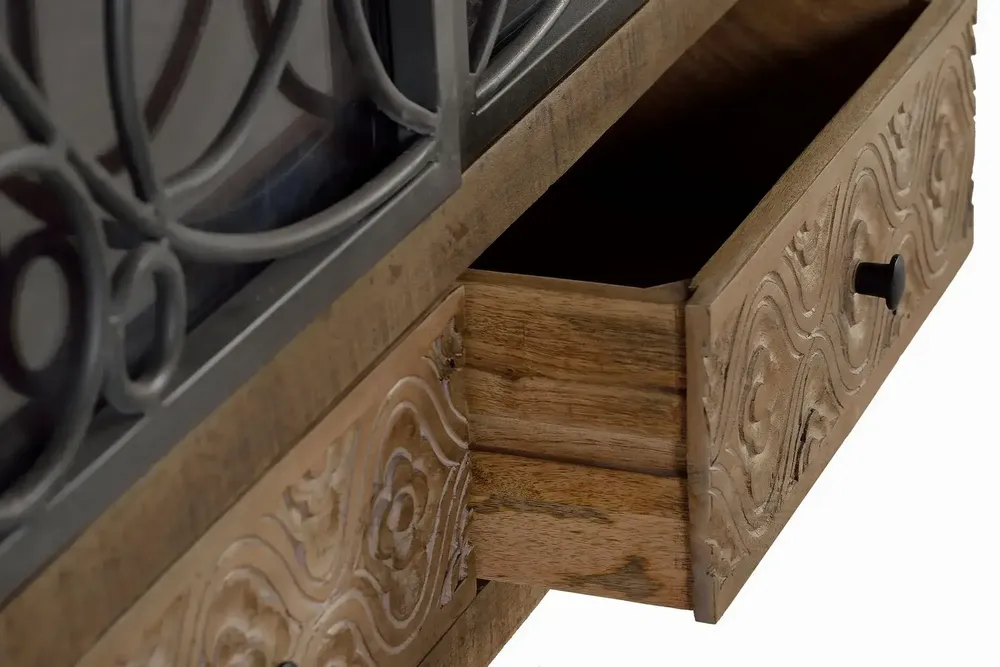 Sideboards - Aged brown mango wood display case - GINER Y COLOMER