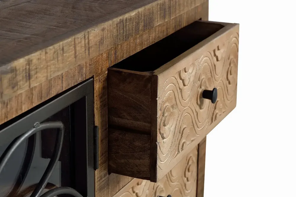TV stands - TV cabinet in aged brown mango wood and metal - GINER Y COLOMER