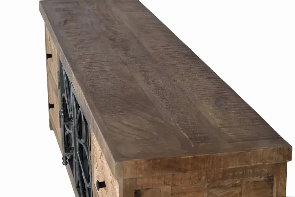 TV stands - TV cabinet in aged brown mango wood and metal - GINER Y COLOMER