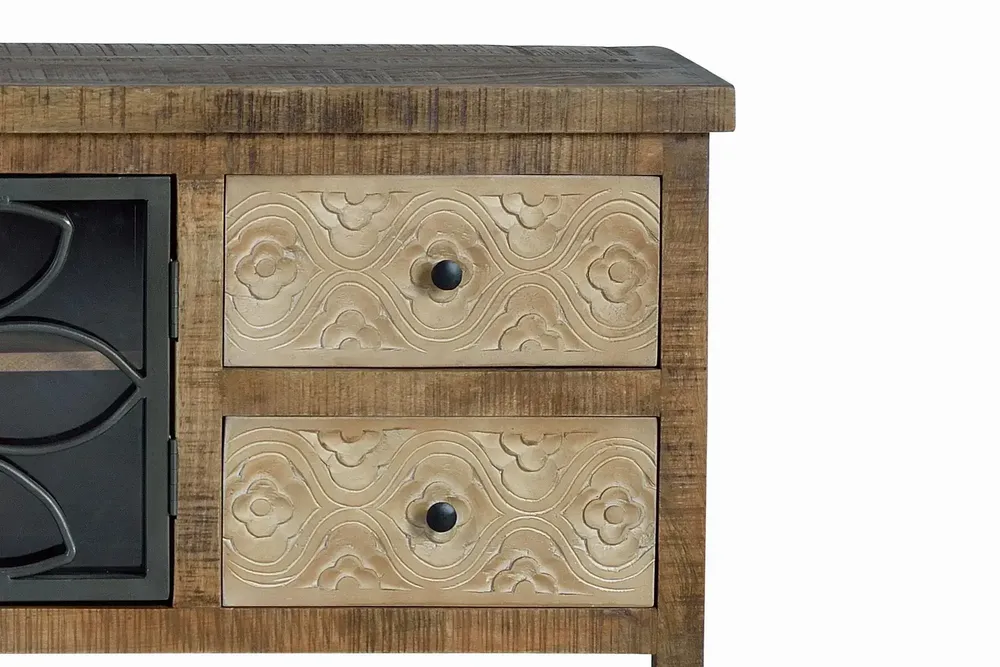 TV stands - TV cabinet in aged brown mango wood and metal - GINER Y COLOMER