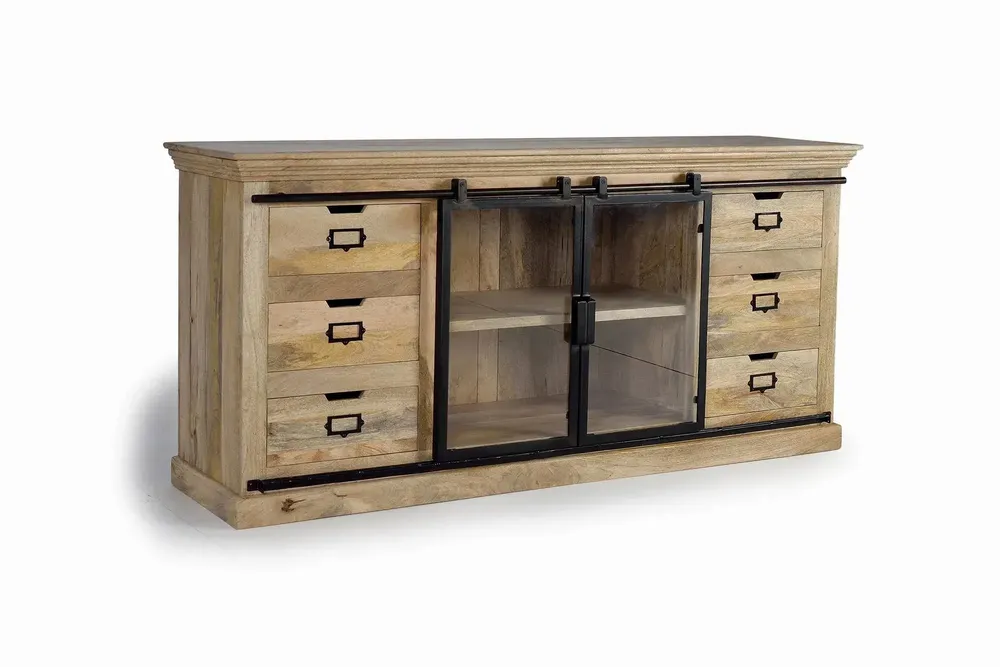 Sideboards - Mango wood and black sideboard - GINER Y COLOMER