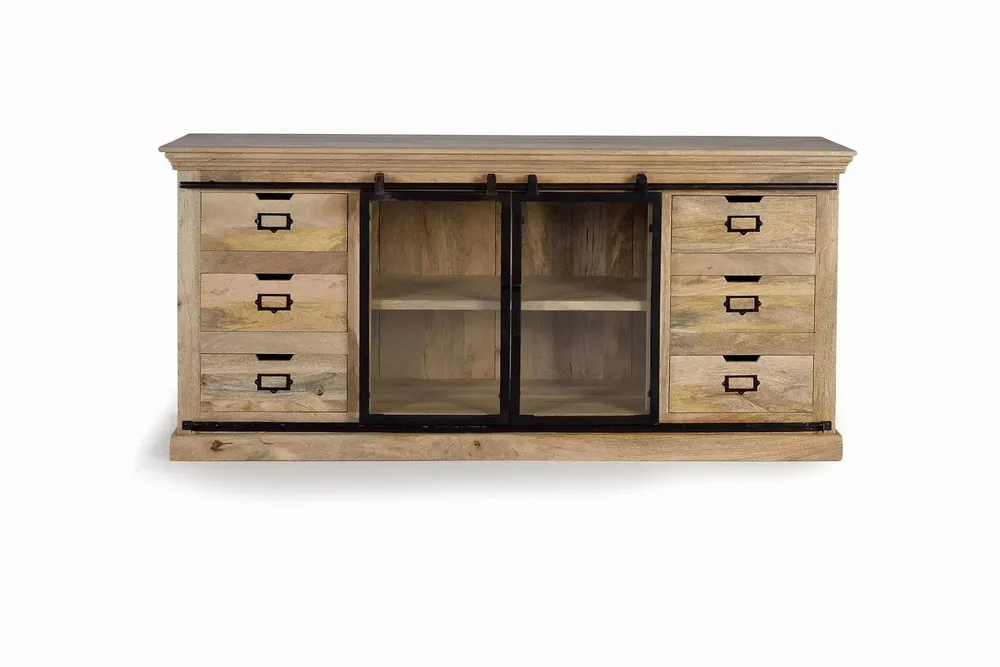 Sideboards - Mango wood and black sideboard - GINER Y COLOMER