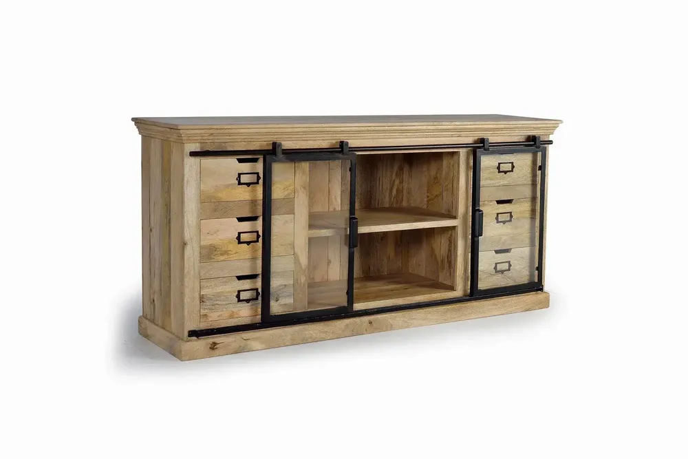 Sideboards - Mango wood and black sideboard - GINER Y COLOMER
