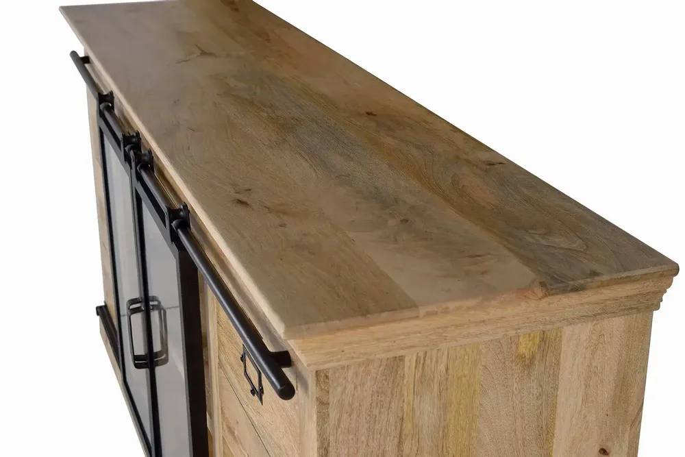 Sideboards - Mango wood and black sideboard - GINER Y COLOMER