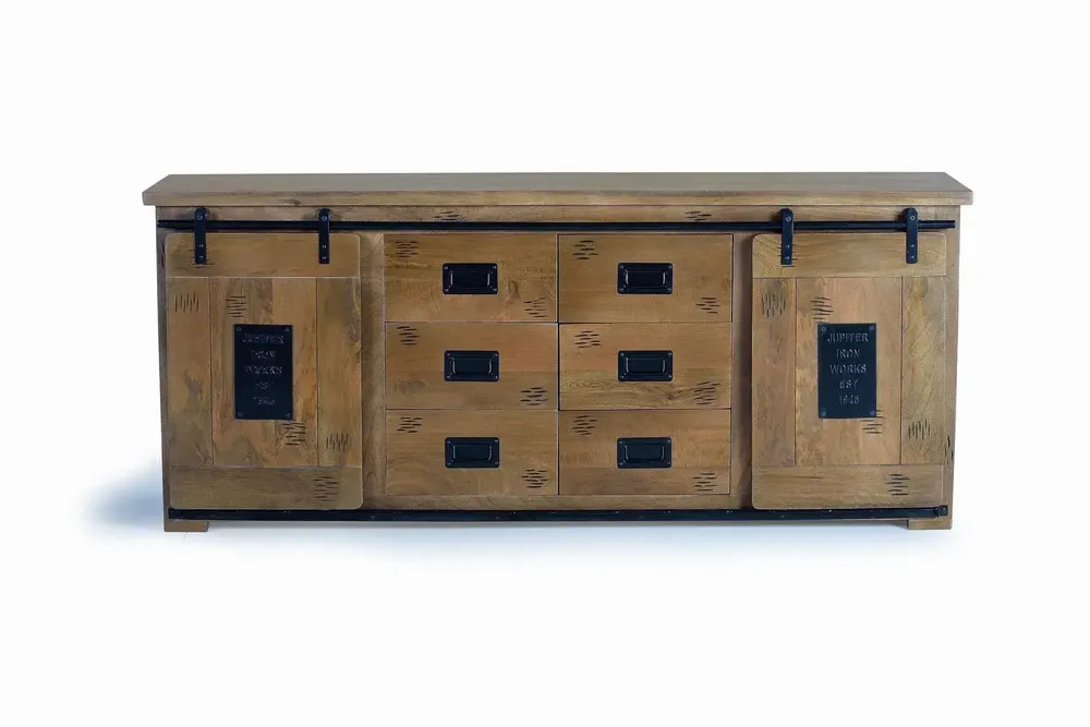 Sideboards - Mango wood and black sideboard - GINER Y COLOMER