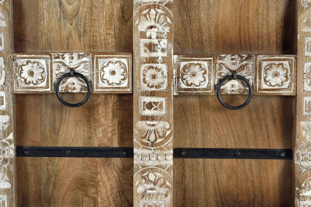 Armoires - Armoire 2 portes en manguier avec étagères intérieures - GINER Y COLOMER