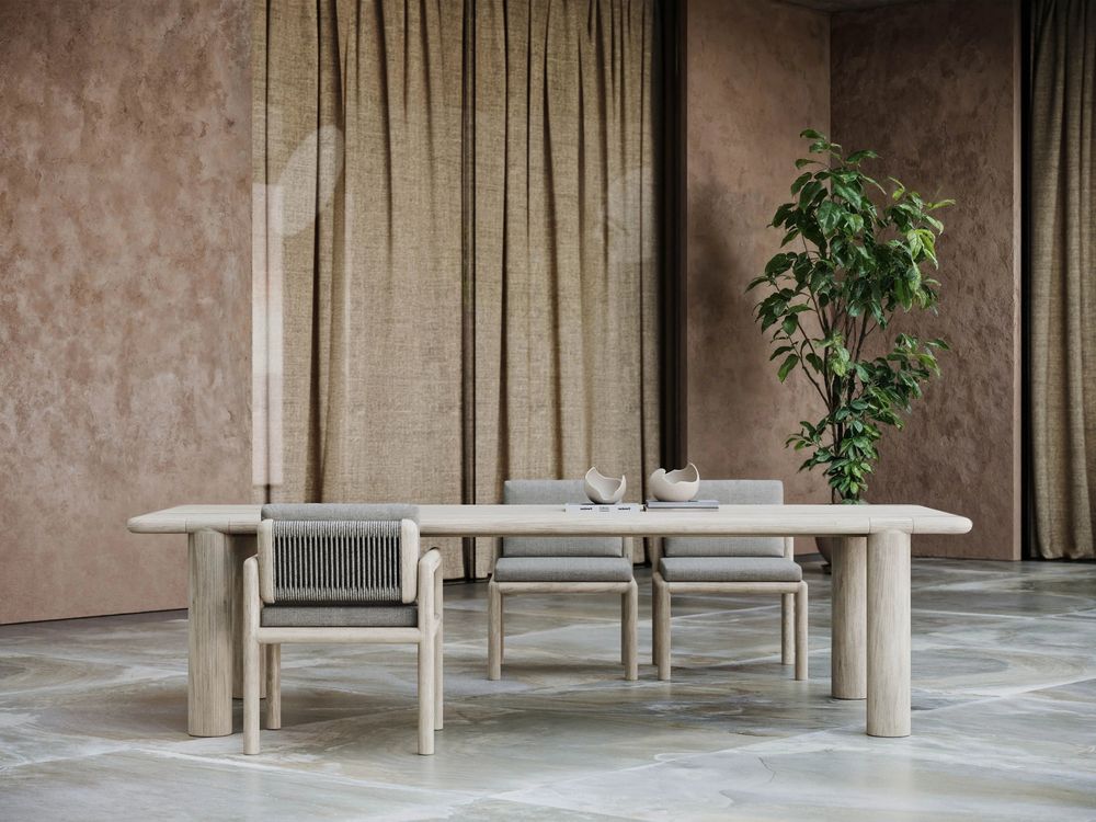 Tables de jardin - Ensemble de salle à manger Caleo-ash - SNOC