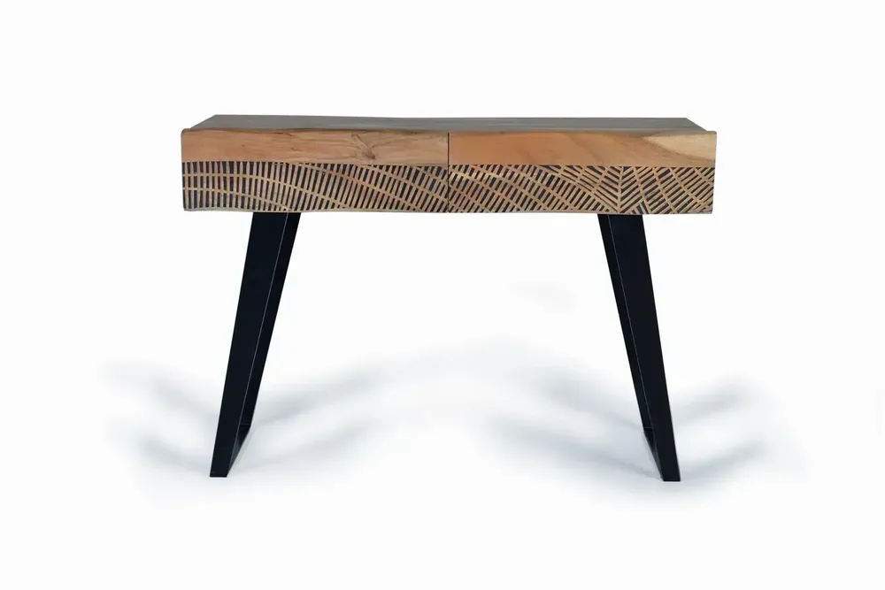 Console table - Acacia wood and metal console - GINER Y COLOMER