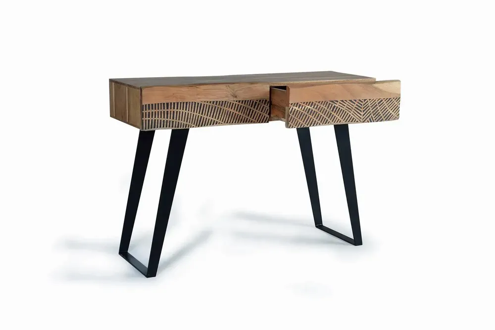 Console table - Acacia wood and metal console - GINER Y COLOMER