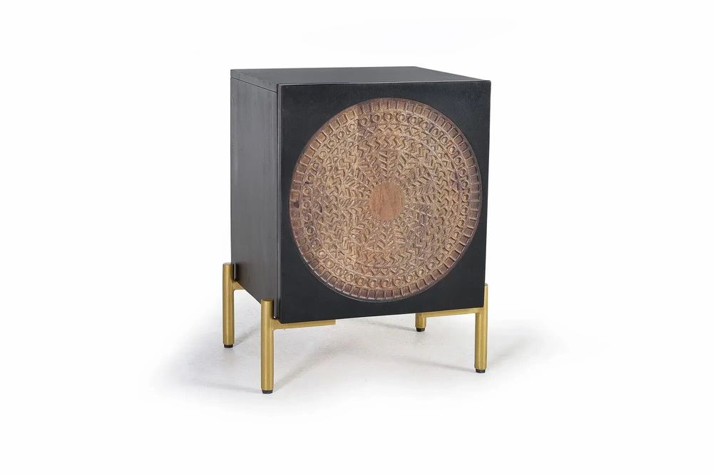 Tables de nuit - Table de chevet en bois manguier noyer foncé et métal - GINER Y COLOMER