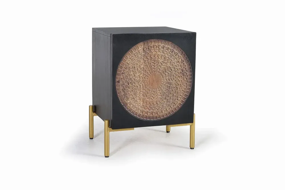 Night tables - Bedside table in dark walnut mango wood and metal - GINER Y COLOMER