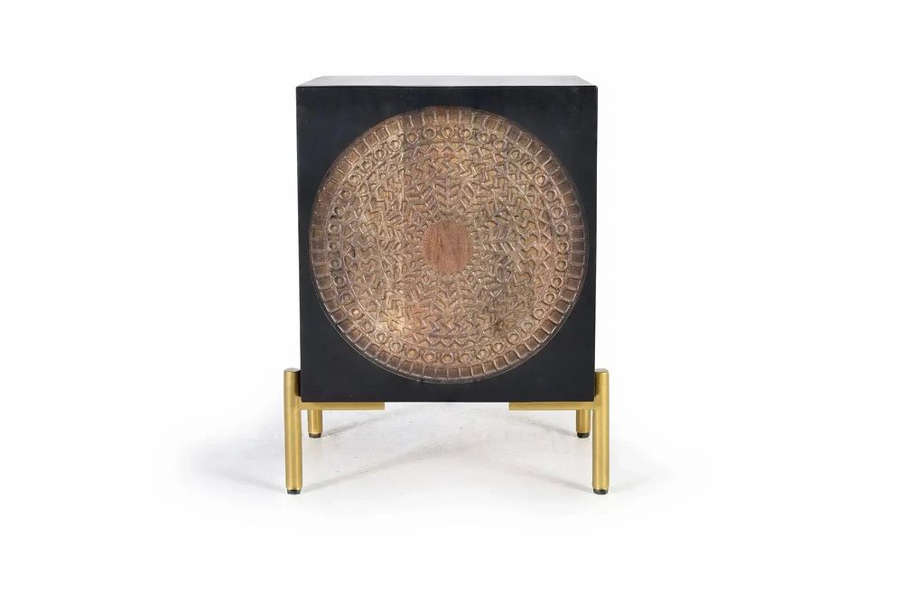 Tables de nuit - Table de chevet en bois manguier noyer foncé et métal - GINER Y COLOMER