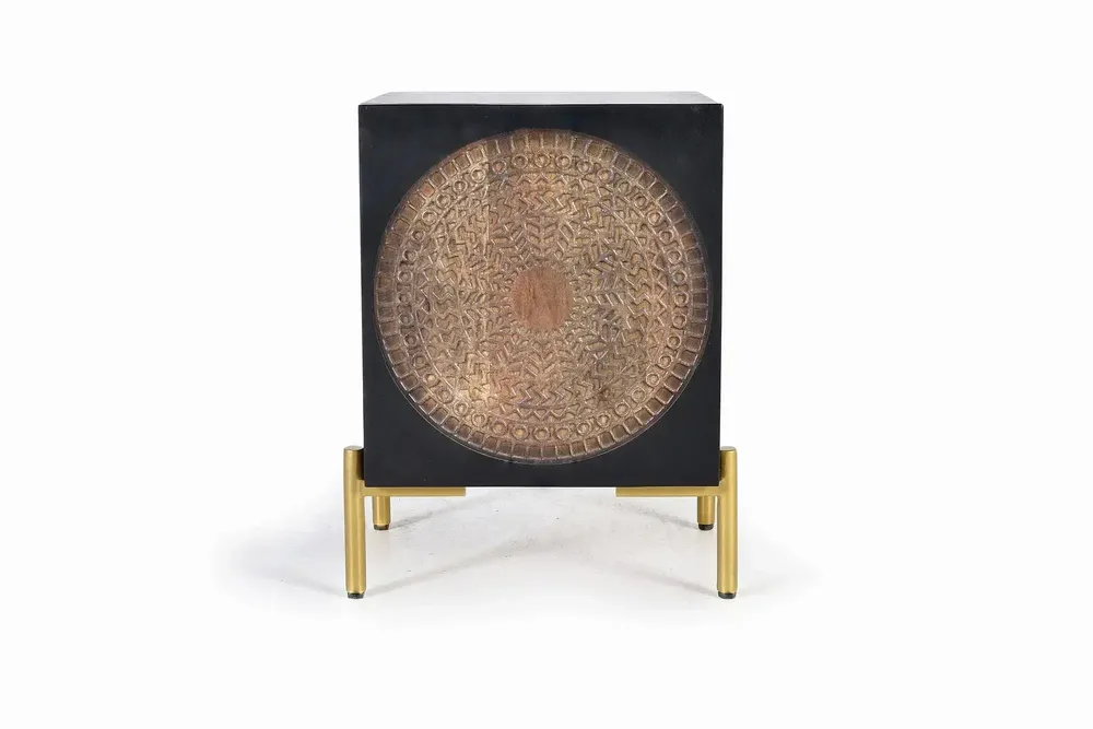 Night tables - Bedside table in dark walnut mango wood and metal - GINER Y COLOMER