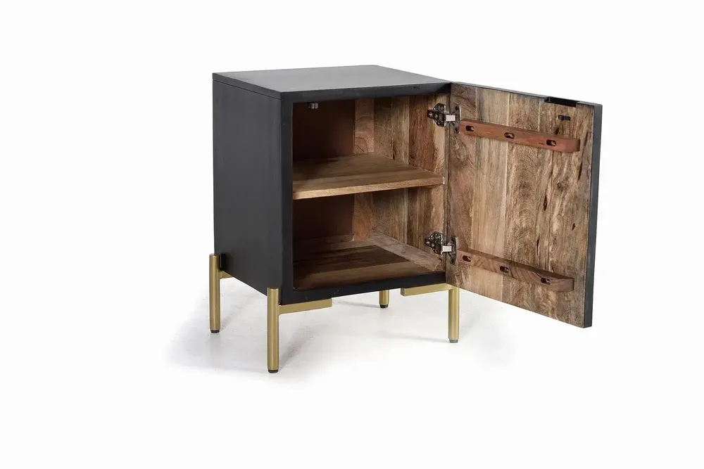 Night tables - Bedside table in dark walnut mango wood and metal - GINER Y COLOMER