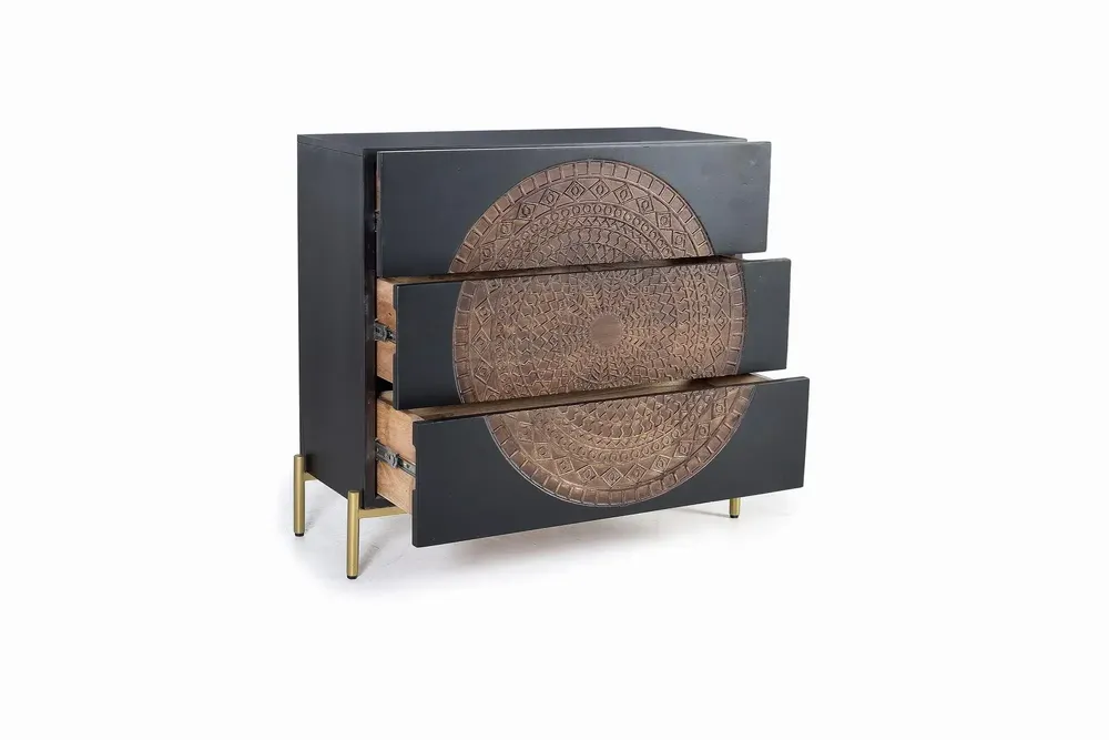 Chests of drawers - Mango wood and metal chest of drawers - GINER Y COLOMER