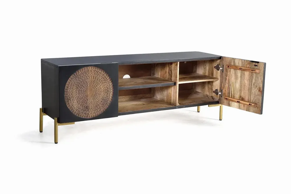 TV stands - Mango wood and metal TV cabinet - GINER Y COLOMER