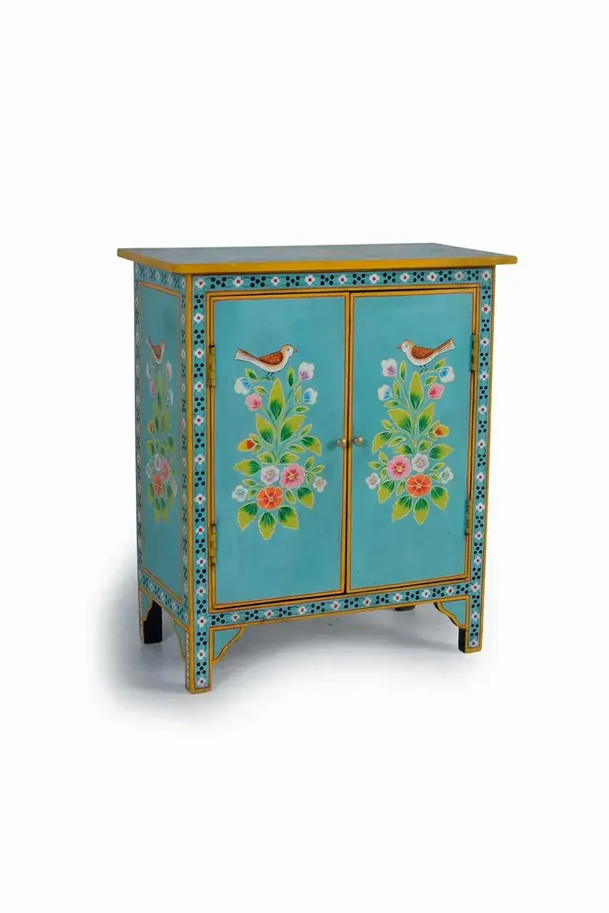 Commodes - Meuble d'appoint en bois manguier turquoise - GINER Y COLOMER