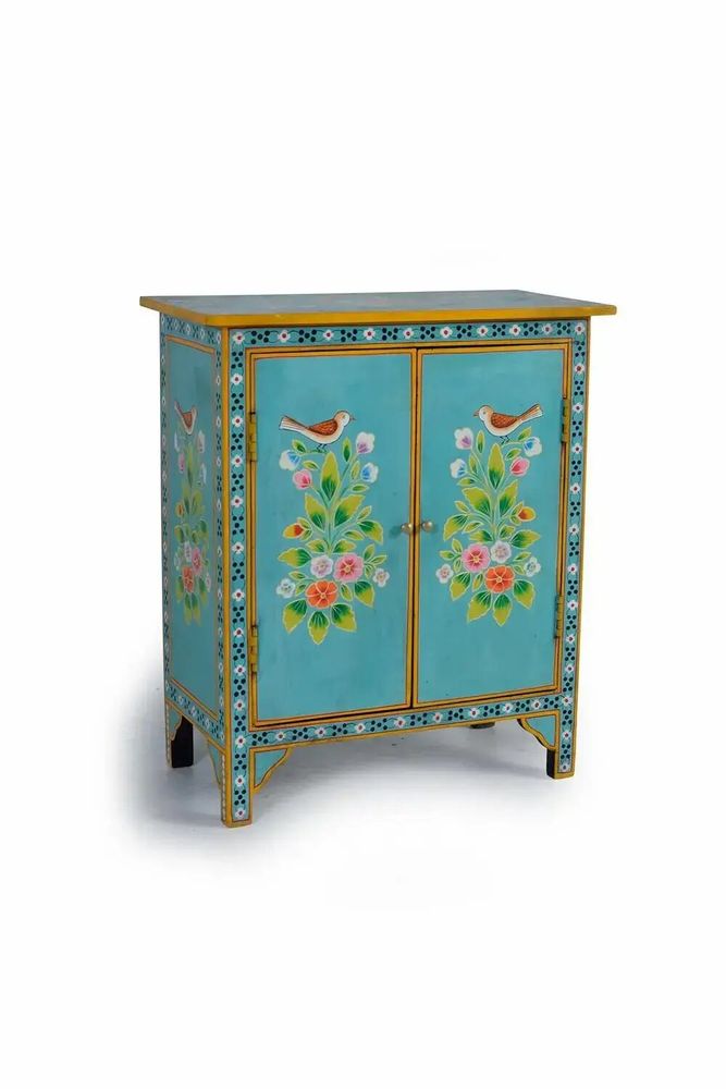Commodes - Meuble d'appoint en bois manguier turquoise - GINER Y COLOMER
