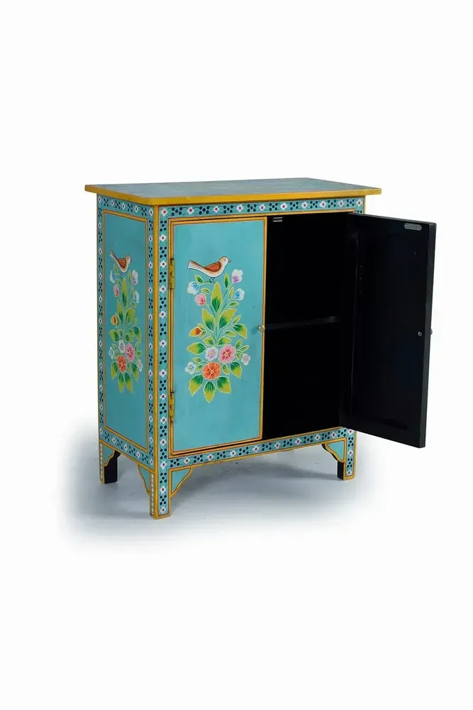 Commodes - Meuble d'appoint en bois manguier turquoise - GINER Y COLOMER