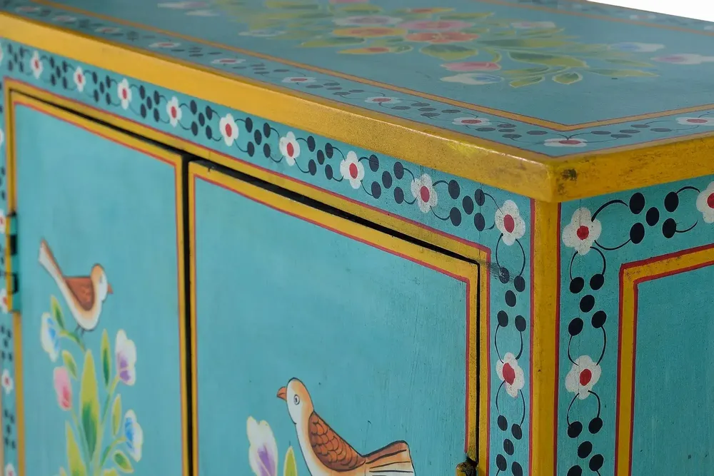 Commodes - Meuble d'appoint en bois manguier turquoise - GINER Y COLOMER