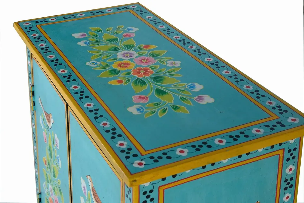 Commodes - Meuble d'appoint en bois manguier turquoise - GINER Y COLOMER