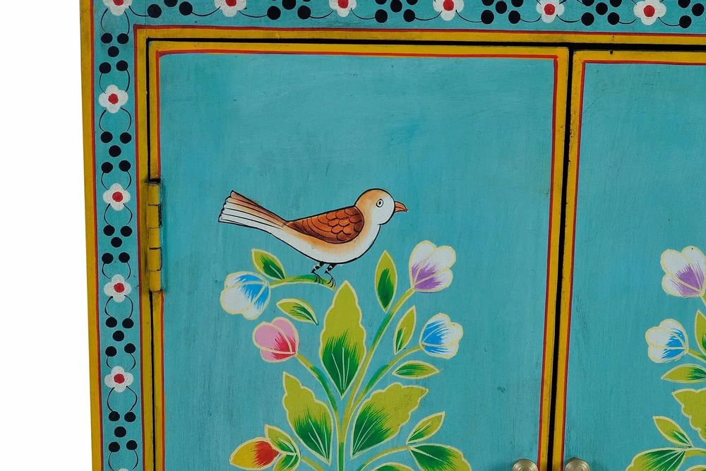 Commodes - Meuble d'appoint en bois manguier turquoise - GINER Y COLOMER