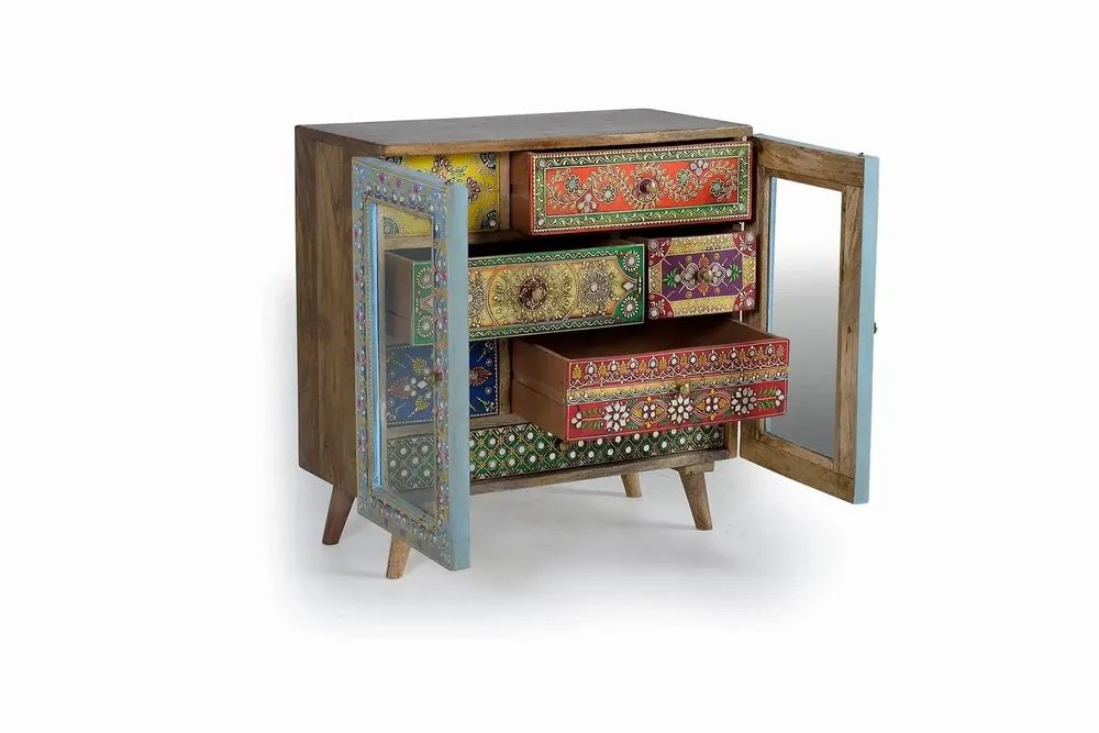 Chests of drawers - Hand painted mango wood chest of drawers - GINER Y COLOMER