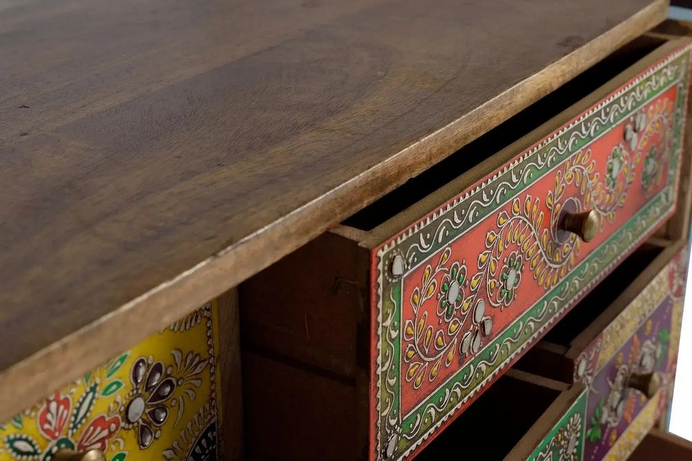 Chests of drawers - Hand painted mango wood chest of drawers - GINER Y COLOMER
