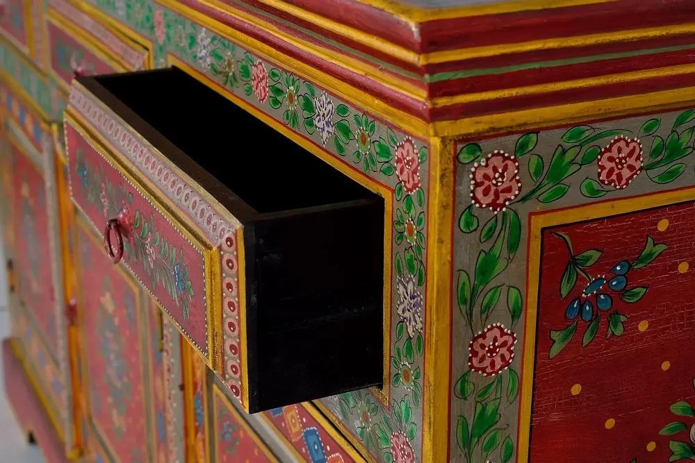 Sideboards - Wooden sideboard in mango wood and hand-painted MDF - GINER Y COLOMER