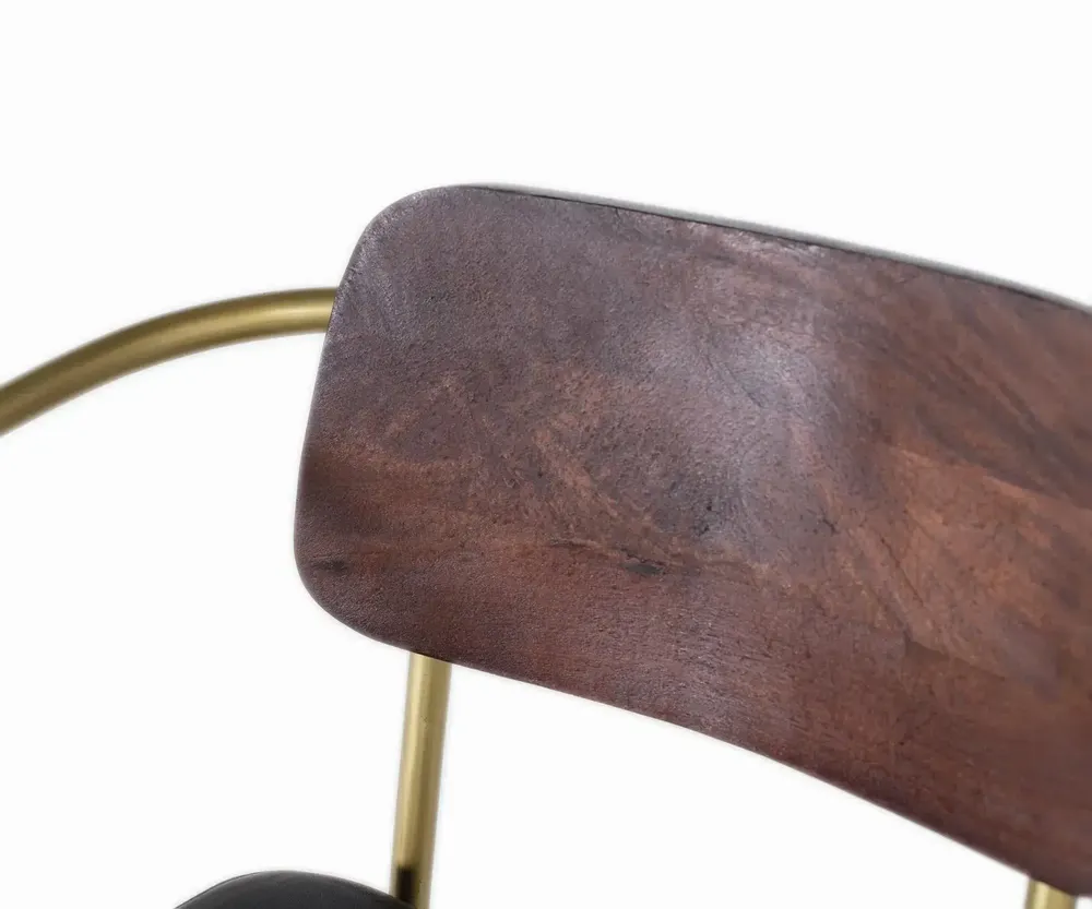 Chaises - Chaise en bois manguier marron et cuir noir - GINER Y COLOMER