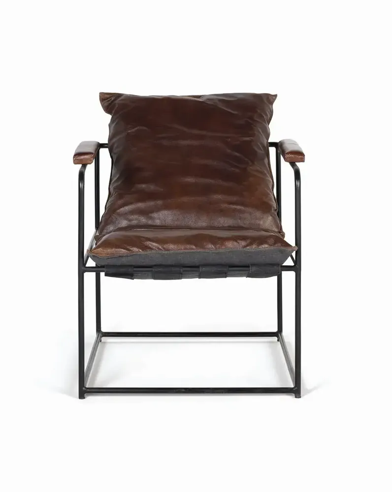 Fauteuils - Fauteuil cuir marron et métal - GINER Y COLOMER