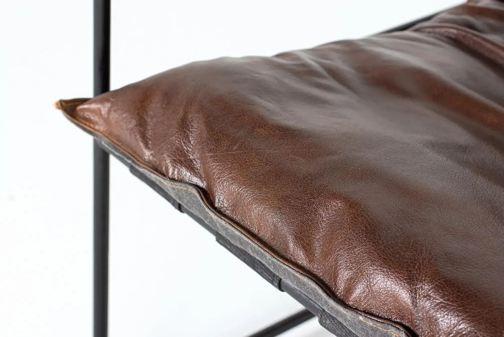 Armchairs - Brown leather and metal armchair - GINER Y COLOMER