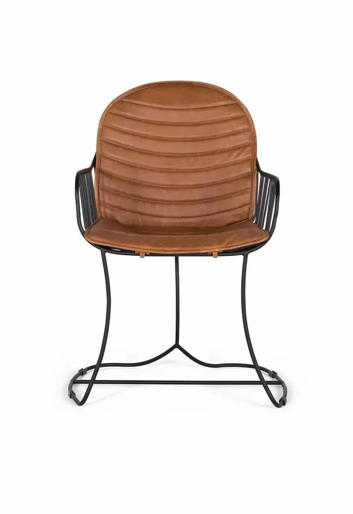 Chairs - Set of 2 chairs upholstered in natural brown leather - GINER Y COLOMER