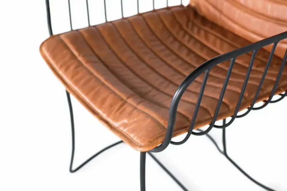 Chaises - Ensemble de 2 chaises tapissées de cuir marron naturel - GINER Y COLOMER