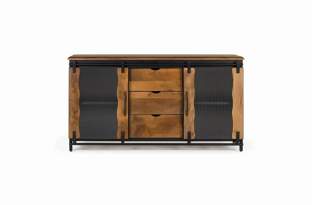 Sideboards - Sideboard in mango wood and black metal - GINER Y COLOMER