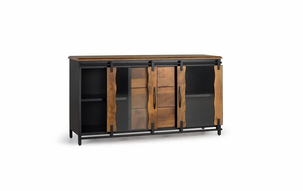 Sideboards - Sideboard in mango wood and black metal - GINER Y COLOMER