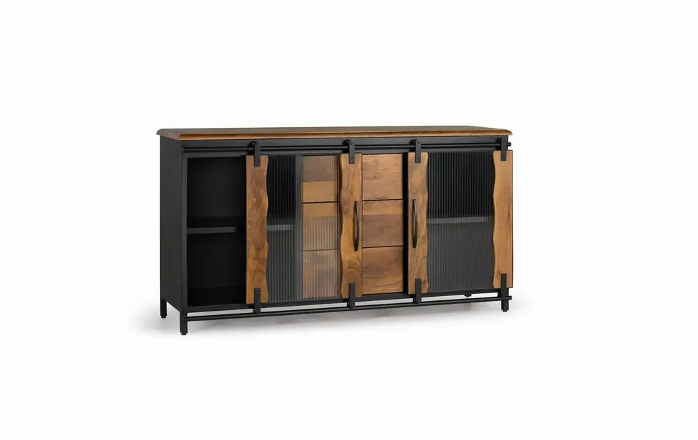 Sideboards - Sideboard in mango wood and black metal - GINER Y COLOMER