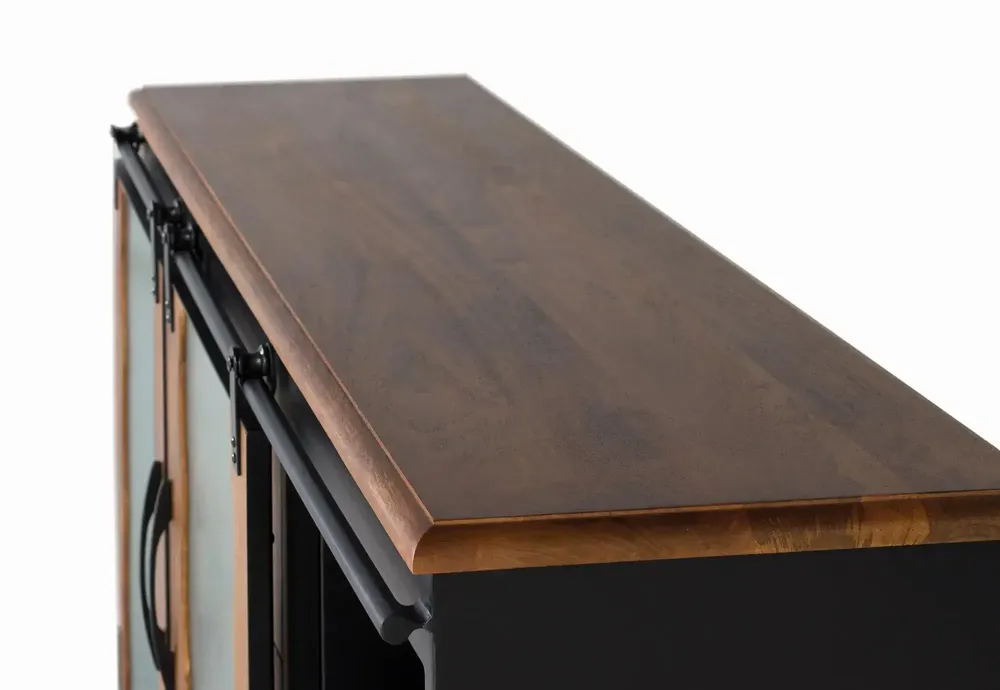 Sideboards - Sideboard in mango wood and black metal - GINER Y COLOMER