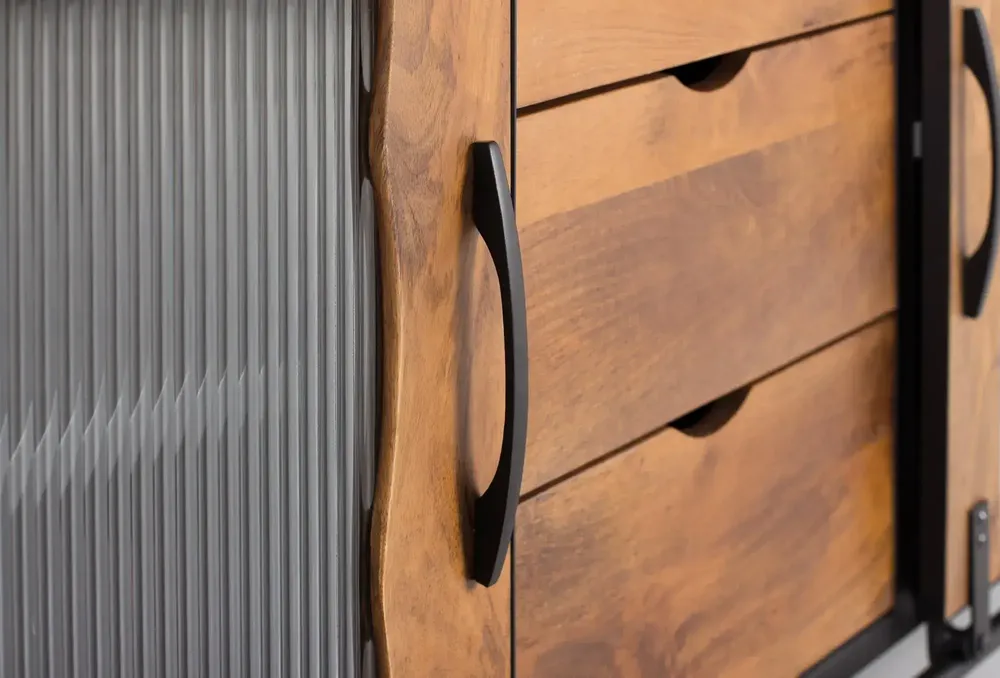 Sideboards - Sideboard in mango wood and black metal - GINER Y COLOMER